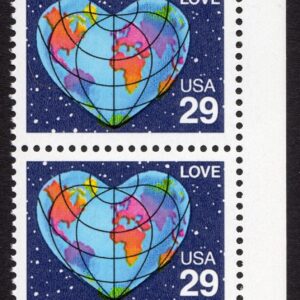 Scott #2535 Love Map Heart Pair of Stamps - MNH