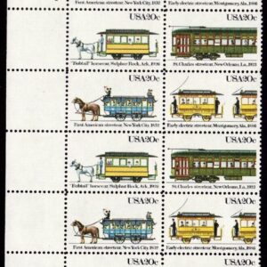 Scott #2062a (2059-62) StreetCars Plate Block of 20 Stamps - MNH P#2222-3 LL
