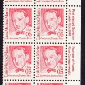 Scott #2173 Luis Munoz Marin Plate Block of 20 Stamps - MNH P#1 LR