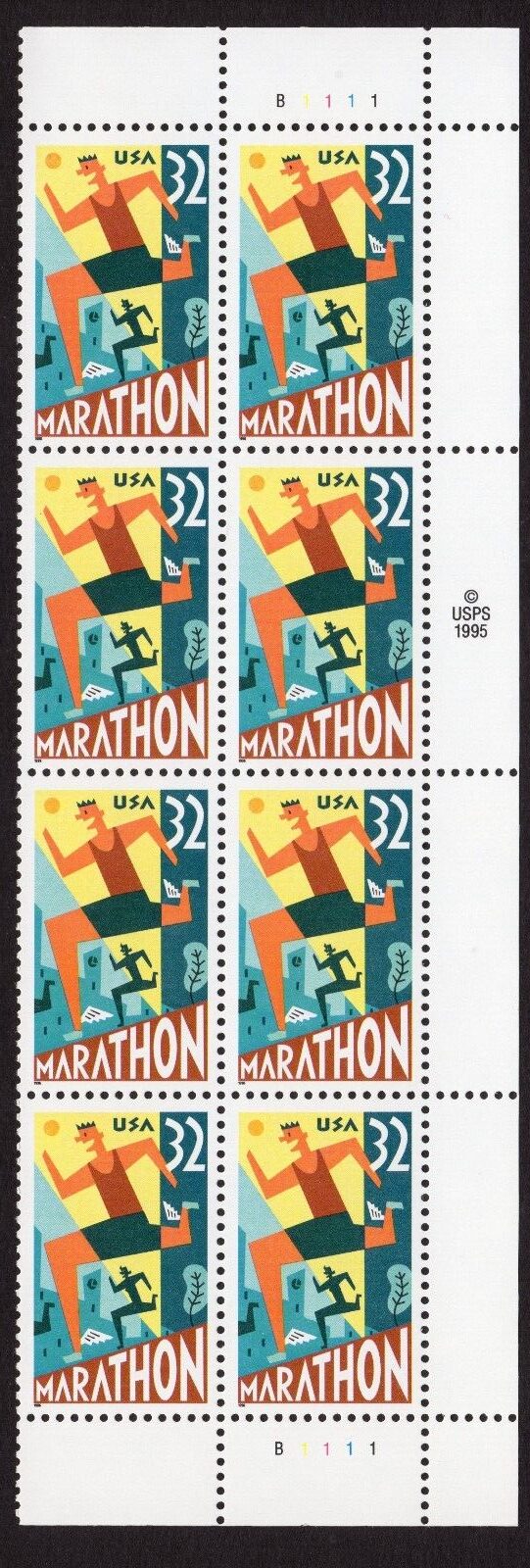 Scott #3067 Marathon (Running) Plate Block of 8 Stamps - MNH Right