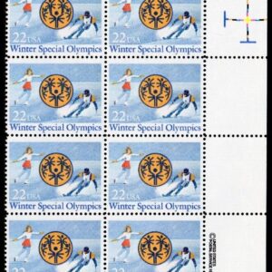 Scott #2142 Winter Special Olympics Plate Block of 16 Stamps - MNH P#111111 UR