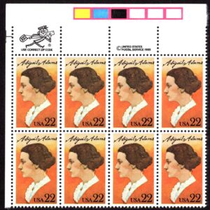 Scott #2146 Abigail Adams (Love Letters) Zip Block of 8 Stamps - MNH UL