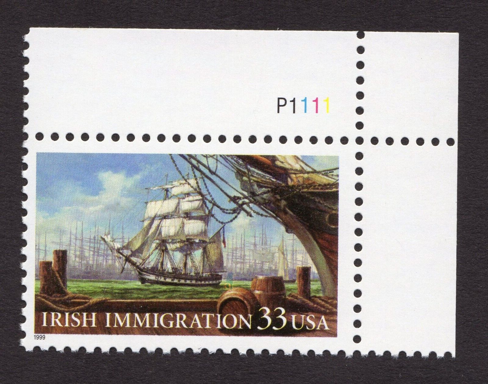 Scott #3286 Irish Immigration Plate # Single Stamp - MNH UR