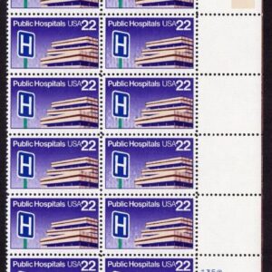 Scott #2210 Public Hospitals Plate Block of 20 Stamps - MNH UR