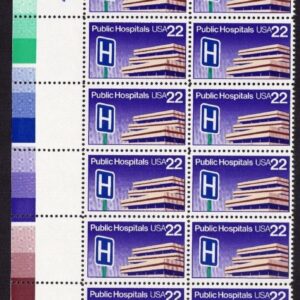 Scott #2210 Public Hospitals Plate Block of 20 Stamps - MNH LL #1