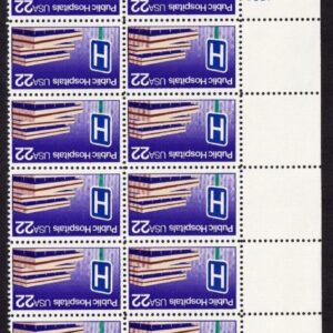 Scott #2210 Public Hospitals Plate Block of 20 Stamps - MNH LR