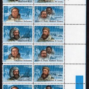 Scott #2223a (2220-23) Arctic Explorers Plate Block of 20 Stamps - MNH LR #2
