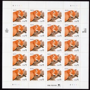 Scott #3036 Red Fox Full Sheet of 20 Stamps - MNH