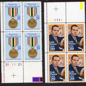 Scott #2550-2551 Porter Medal Honoring Who Served Plate Block of 4 Stamps - MNH
