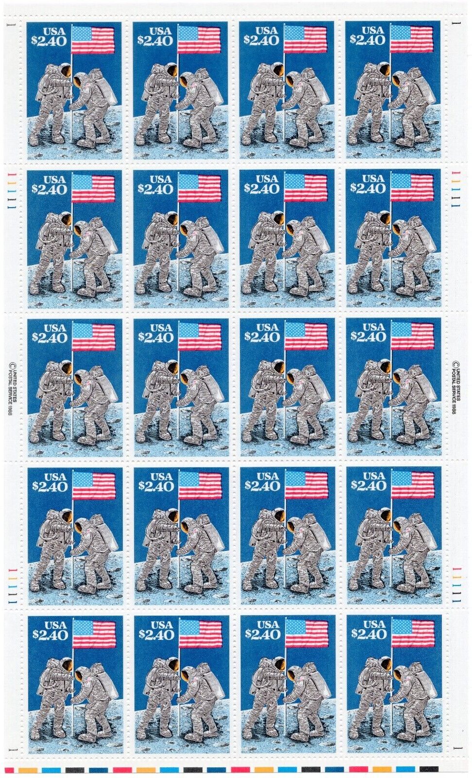 Scott #2419 Moon Landing (Neil Armstrong) Full Sheet of 20 Stamps - MNH