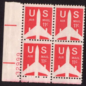 Scott #c78 Silhouette Jet Airliner Airmail Plate Block of 4 Stamps - MNH P#32999