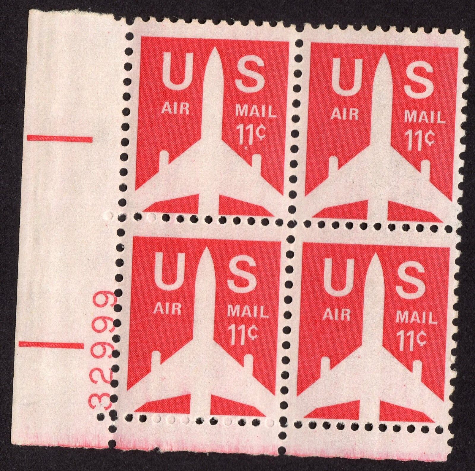 Scott #c78 Silhouette Jet Airliner Airmail Plate Block of 4 Stamps - MNH P#32999