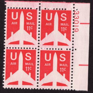 Scott #c78 Silhouette Jet Airliner Airmail Plate Block of 4 Stamps - MNH P#33019