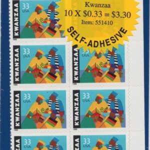 Scott #3175 Kwanzaa (Holiday) Plate Block of 10 Stamps - Sealed