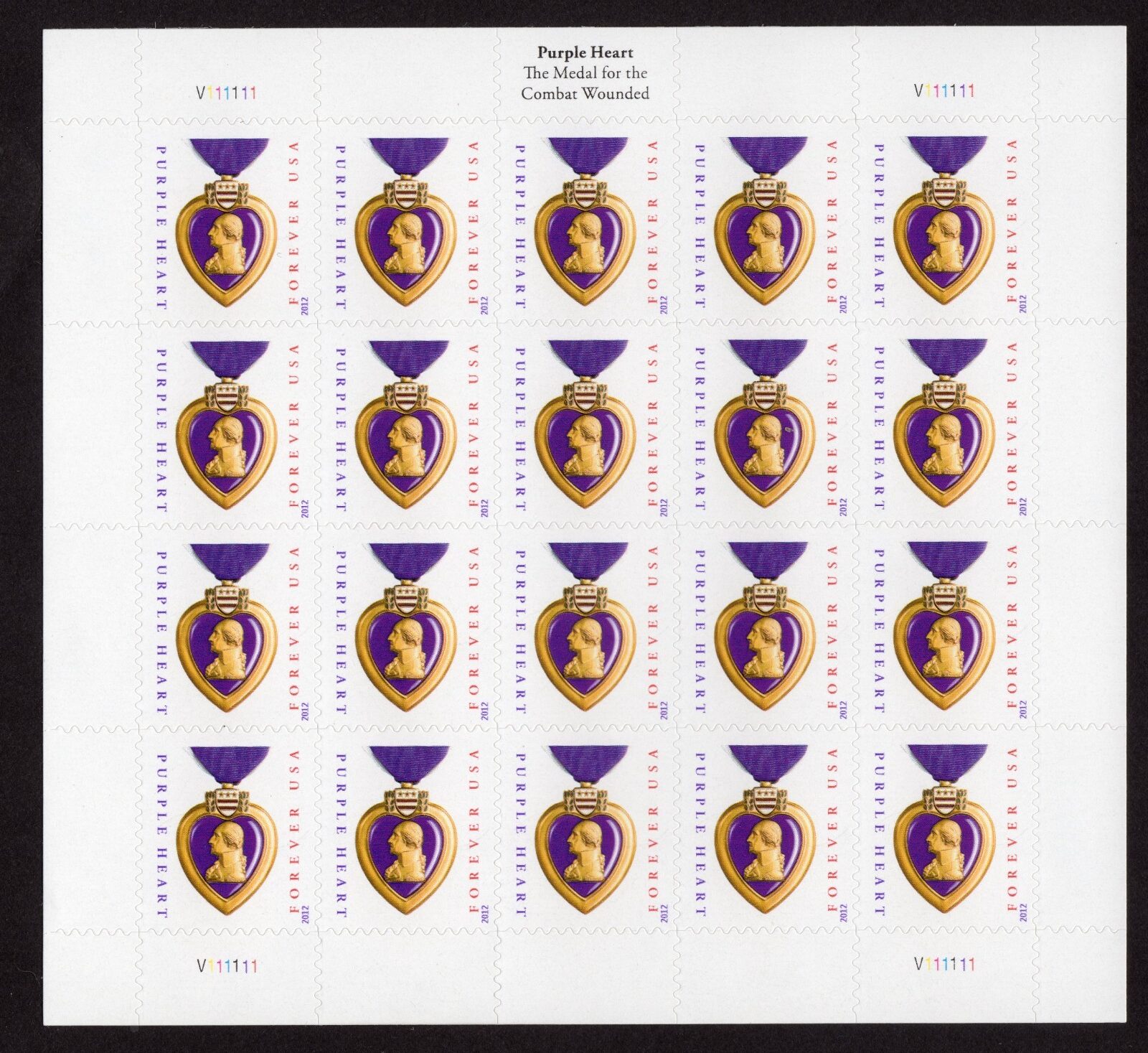 Scott #4704 Purple Heart 2012 Sheet of 20 Stamps - MNH