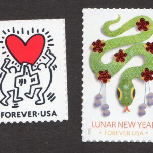 Scott #5952-5953 New Year Snake Reaching for Love Forever Single Stamp - MNH