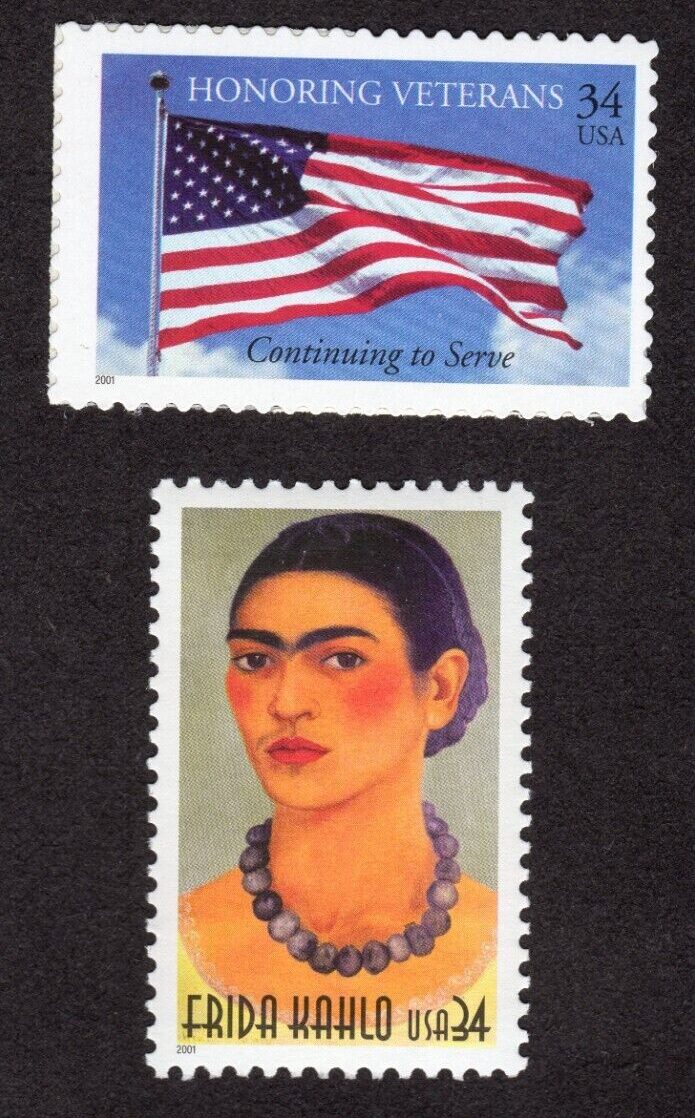 Scott #3508-3509 Honoring Veterans Flag Frida Kahlo Single Stamp - MNH