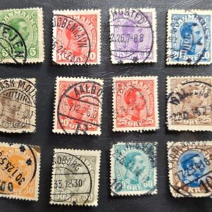 Stamp Denmark 1913-28 King Chrisitian X A16 set of 12 used