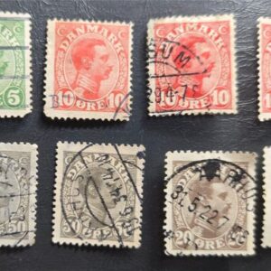 Stamp Denmark 1913-1928 King Christian X A16 set of 8 used