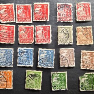 Stamp Denmark 1927-1940 Caravel A30 set of 19 used