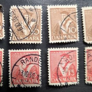 Stamp Denmark 1936 Van Tausen A38 #254 x4 & #255 x4 used