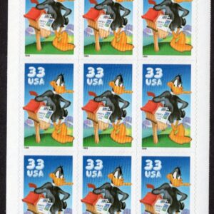 Scott #3306 Daffy Duck Half Sheet of 9 Stamps - MNH PC#7