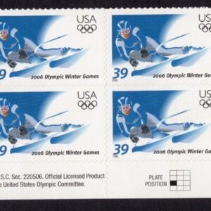Scott #3995 39¢ Winter Olympics - Italy Plate Block of 8 Stamps - MNH Bottom