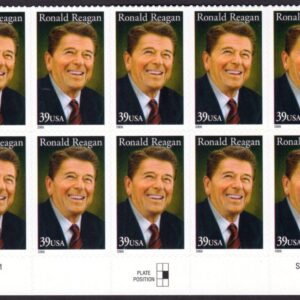 Scottt #4078 Ronald Reagan Plate Block of 10 Stamps - MNH Bottom