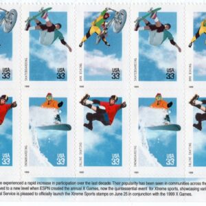 Scott #3324a (3321-3324) Xtreme Sports Half Sheet of 10 Stamps - MNH Bottom