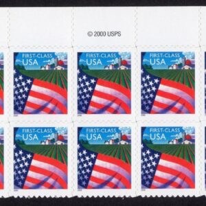 SCOTT #3449 Flag over Farm Plate Block of 10 Stamps - MNH