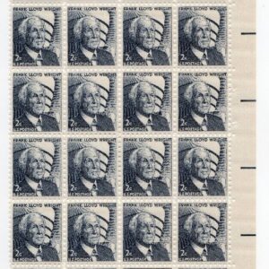 Scott #1280 Frank Lloyd Wright Plate Block of 40 Stamps - MNH P#28512 UR