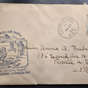 Stamp Canada Cover 27 Jan 1934 King George V A53 #154 Coppermine N.W.T.