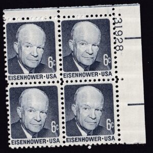 Scott #1393 Dwight Eisenhower Plate Block of 4 Stamps - MNH P#31928 UR