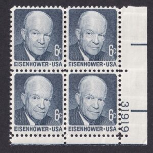 Scott #1393 Dwight Eisenhower Plate Block of 4 Stamps - MNH P#31919 LR
