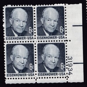 Scott #1393 Dwight Eisenhower Plate Block of 4 Stamps - MNH P#31934 LR