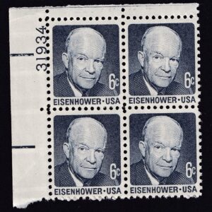 Scott #1393 Dwight Eisenhower Plate Block of 4 Stamps - MNH P#31934 UL