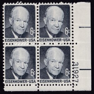 Scott #1393 Dwight Eisenhower Plate Block of 4 Stamps - MNH P#31927 LR