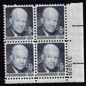 Scott #1393 Dwight Eisenhower Plate Block of 4 Stamps - MNH P#31928 LR