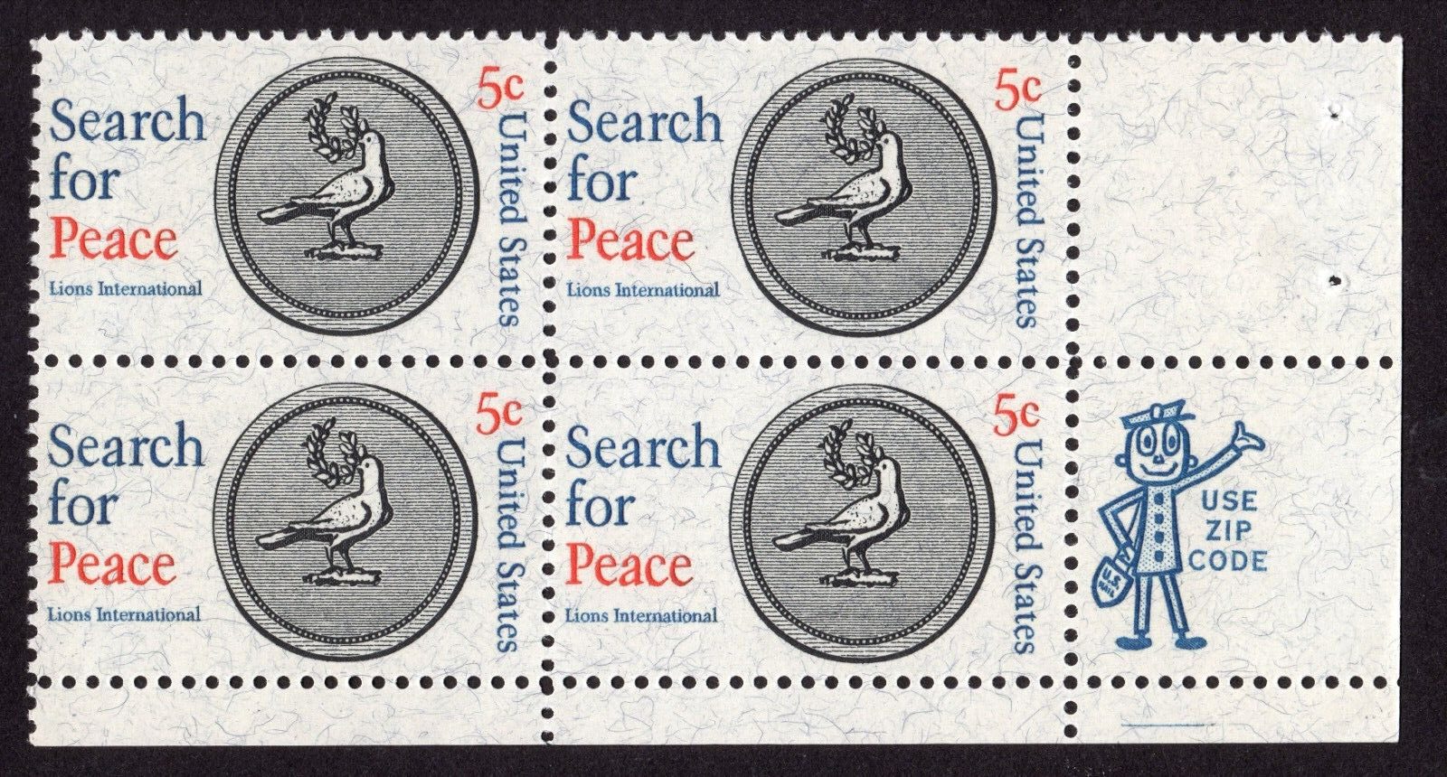 Scott #1326 Search For Peace Dove Plate Block of 4 Stamps - MNH