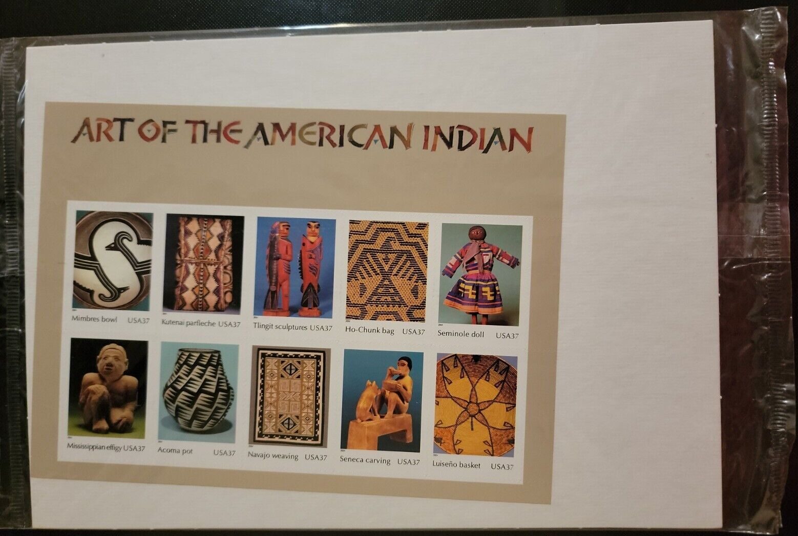 Scott #3873 American Indian Art Sheet of 10 Stamps - Sealed White