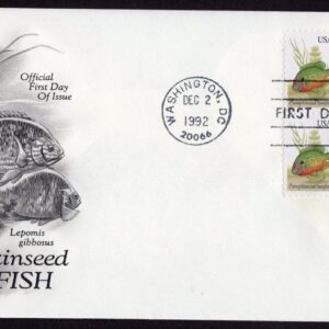Scott #2481 Pumpkinseed Sunfish 12/02/1992 Block of 4 FDC Washington DC Artcraft