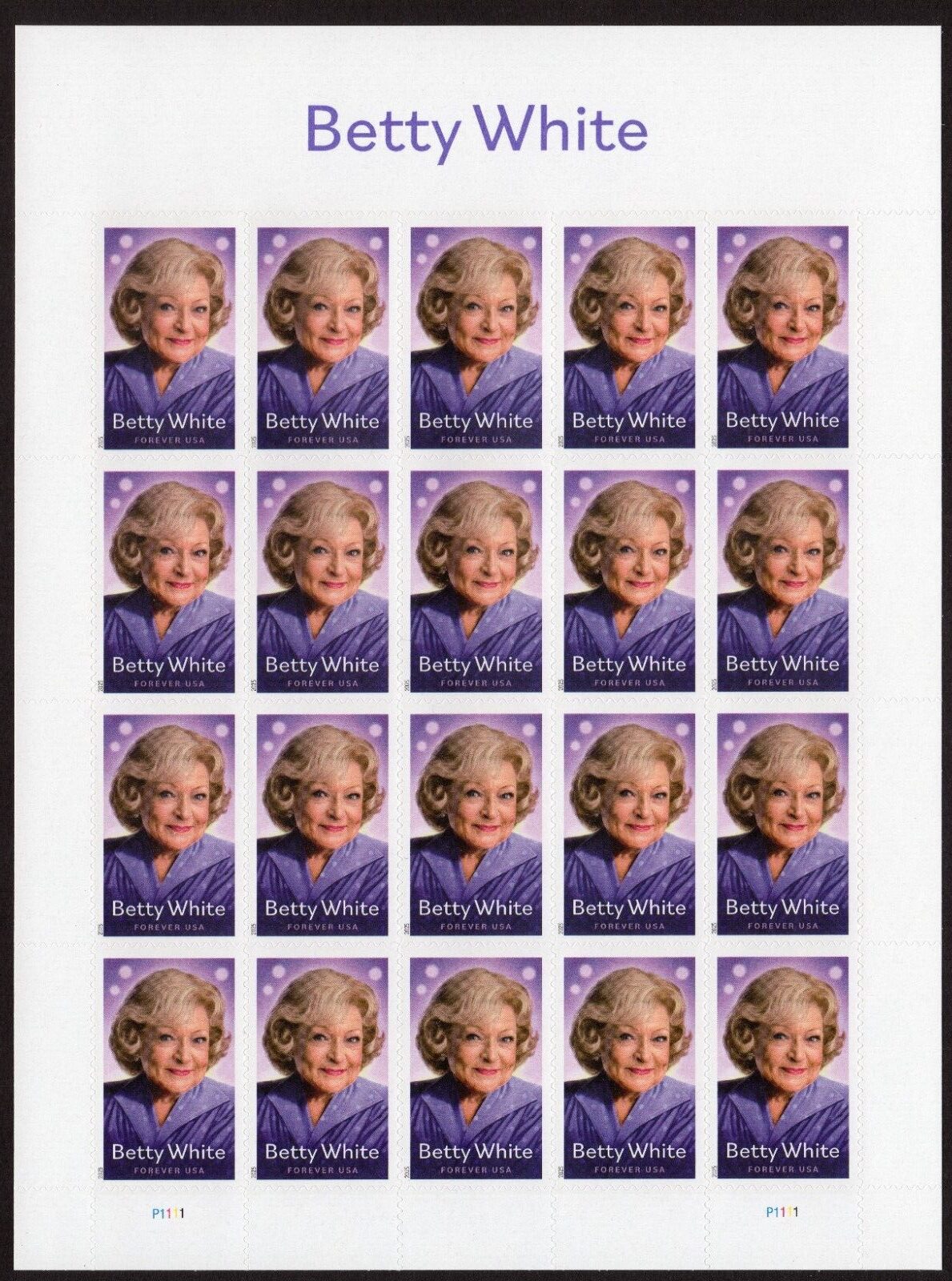 Scott #5976 Betty White Sheet of 20 Forever Stamps - MNH