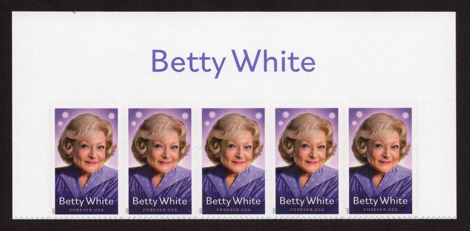 Scott #5976 Betty White Title Block of 5 Forever Stamps - MNH