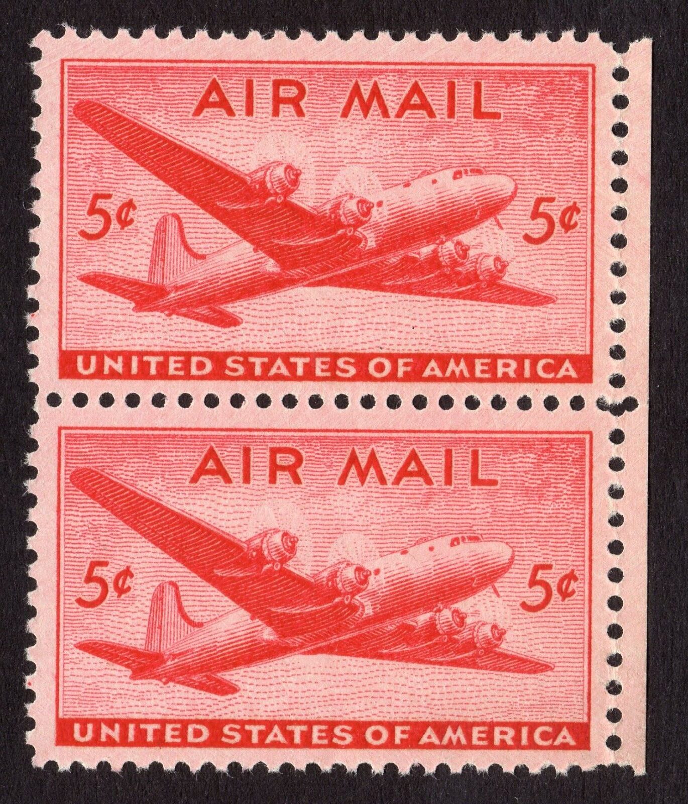 Scott #C32 DC-4 Skymaster Airmail Vertical Pair of Stamps - MNH