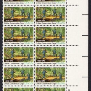 Scott #2037 Civilian Conservation Corps Plate Block of 20 Stamps - MNH UR