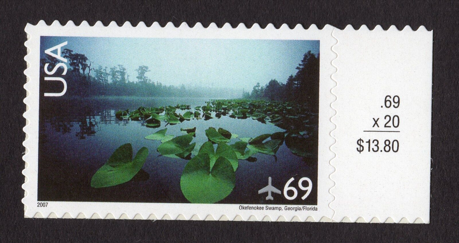 Scott #c142 Okefenokee Swamp Single Airmail Stamp - MNH w/Price Selvage