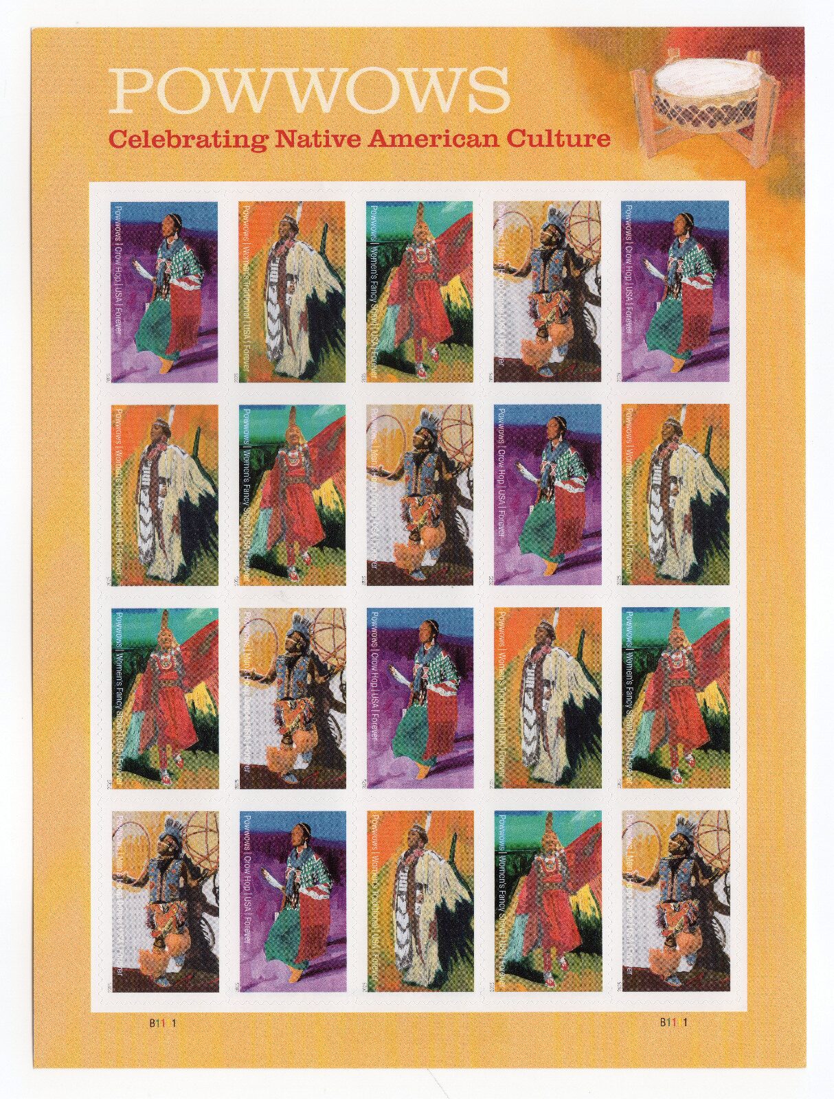 Scott #5978-5981a PowWows Native American Culture Sheet of 20 Stamps - MNH