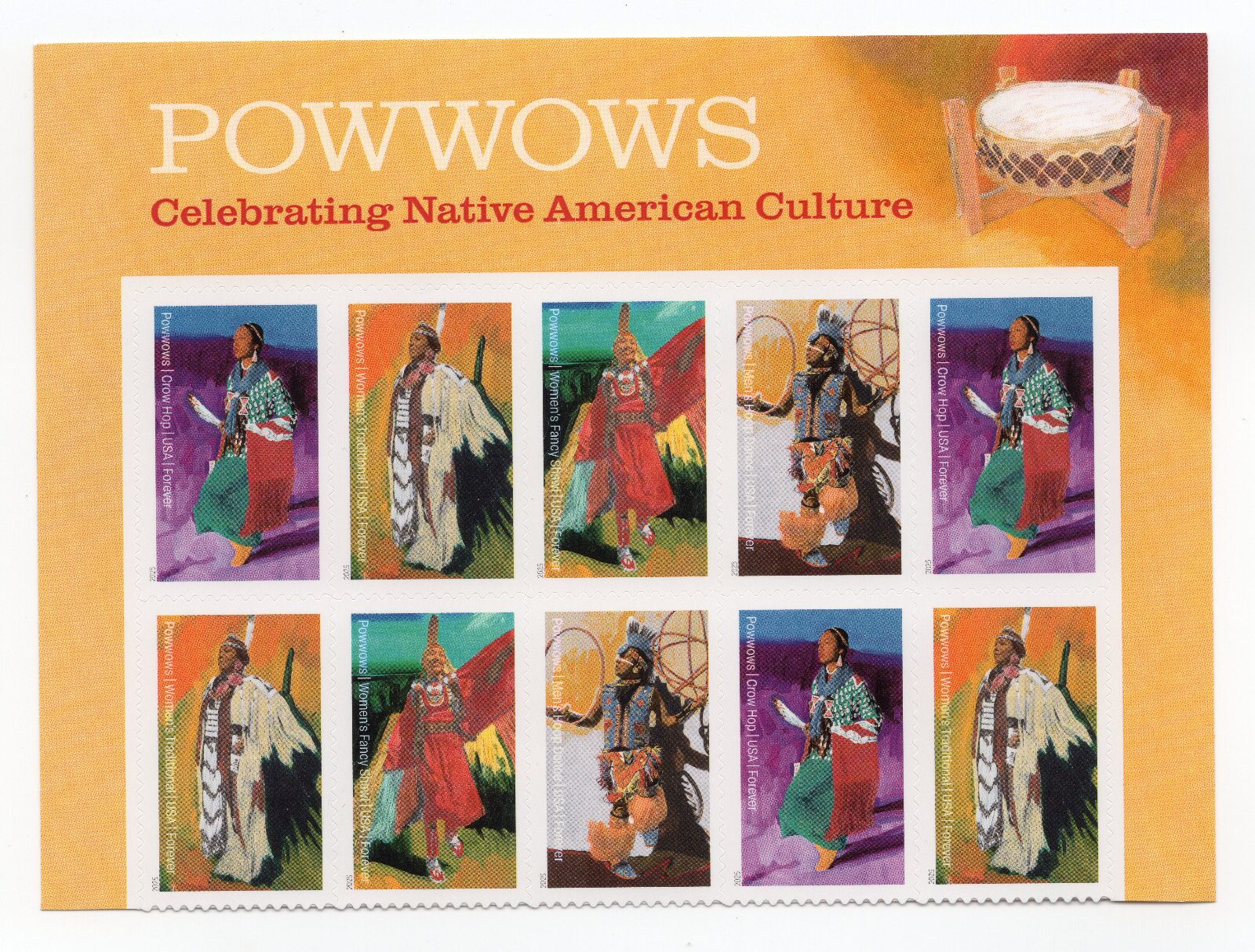 Scott #5978-5981a PowWows Native American Culture Title Block 10 Stamps - MNH