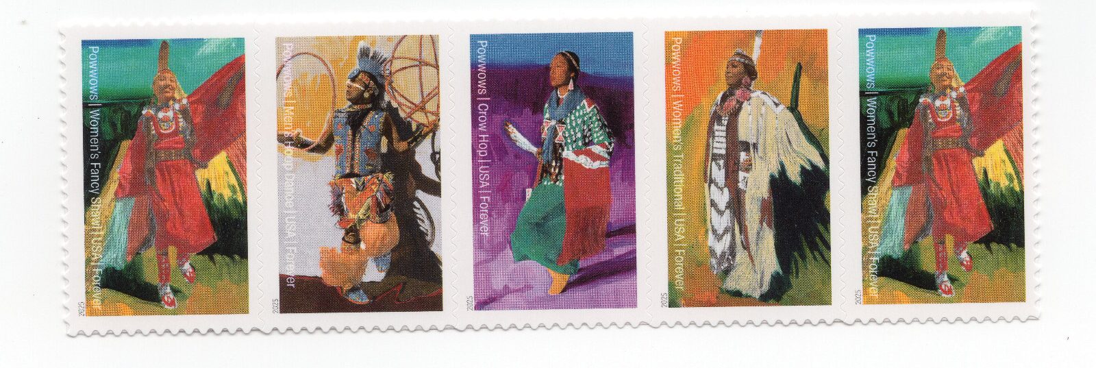 Scott #5978-5981a PowWows Native American Culture Strip of 5 Forever Stamps MNH