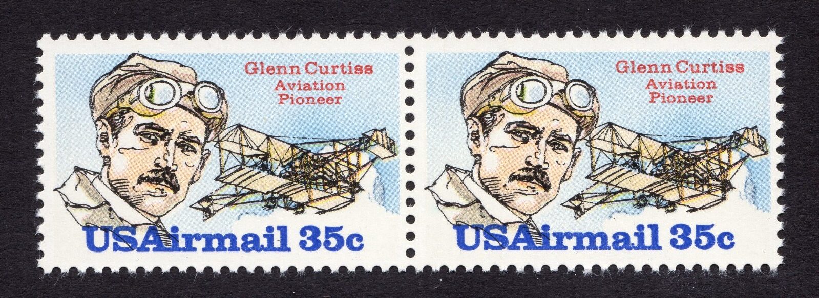 Scott #c100 Glenn Curtiss Aviation Pioneer Horizontal Pair of Stamps - MNH